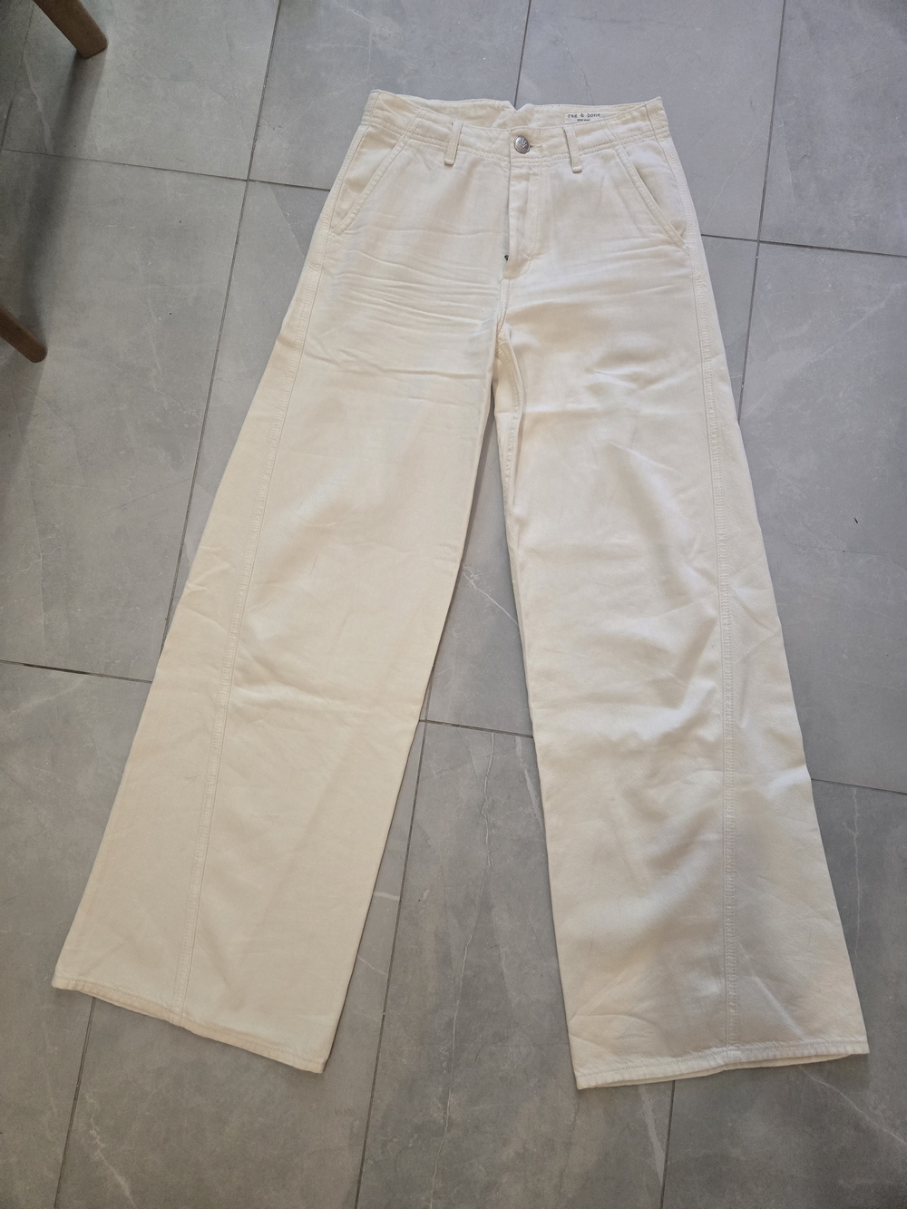 rag & bone Cream Wide-Leg Jeans